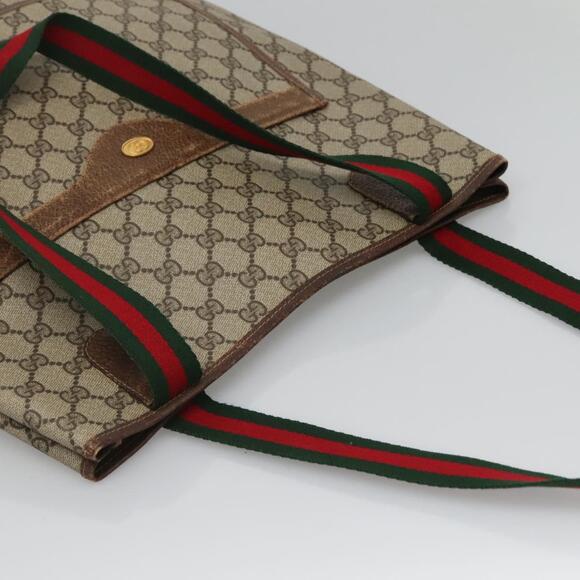GUCCI GG Supreme Web Sherry Line Tote Bag Pvc Beige Gold 16 002 16 002 - Picture 6 of 16